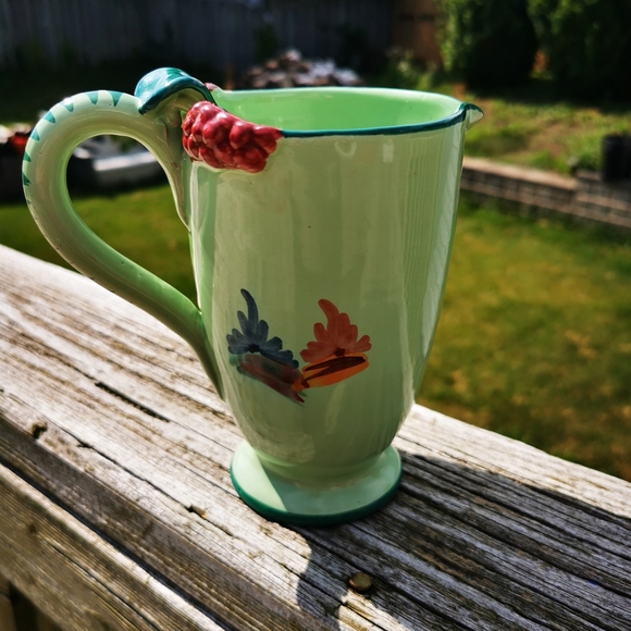 Vintage Hand Painted Green Italian Pottery Pitcher - Picture 3 of 14